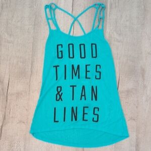 PINK Victoria's Secret Turquoise Graphic Strappy Tank